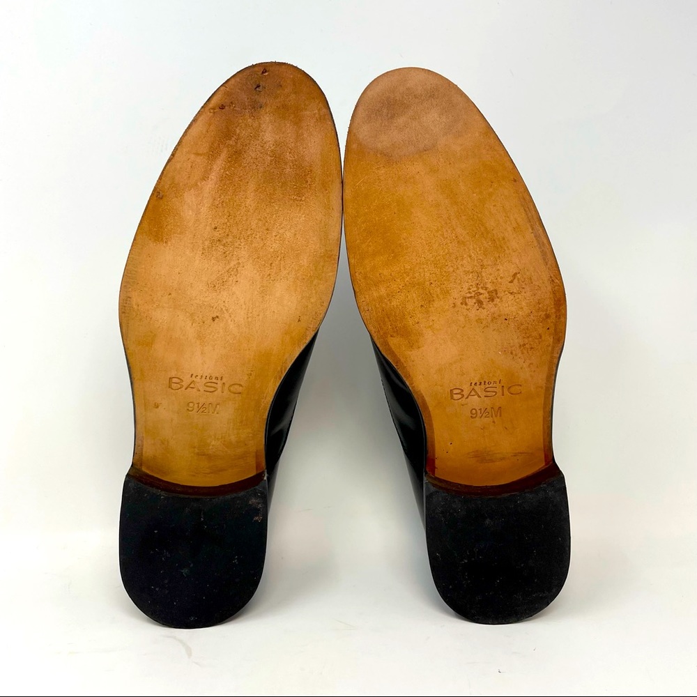 A. Testoni Basic Black Leather Lace Up Oxfords Si… - image 5
